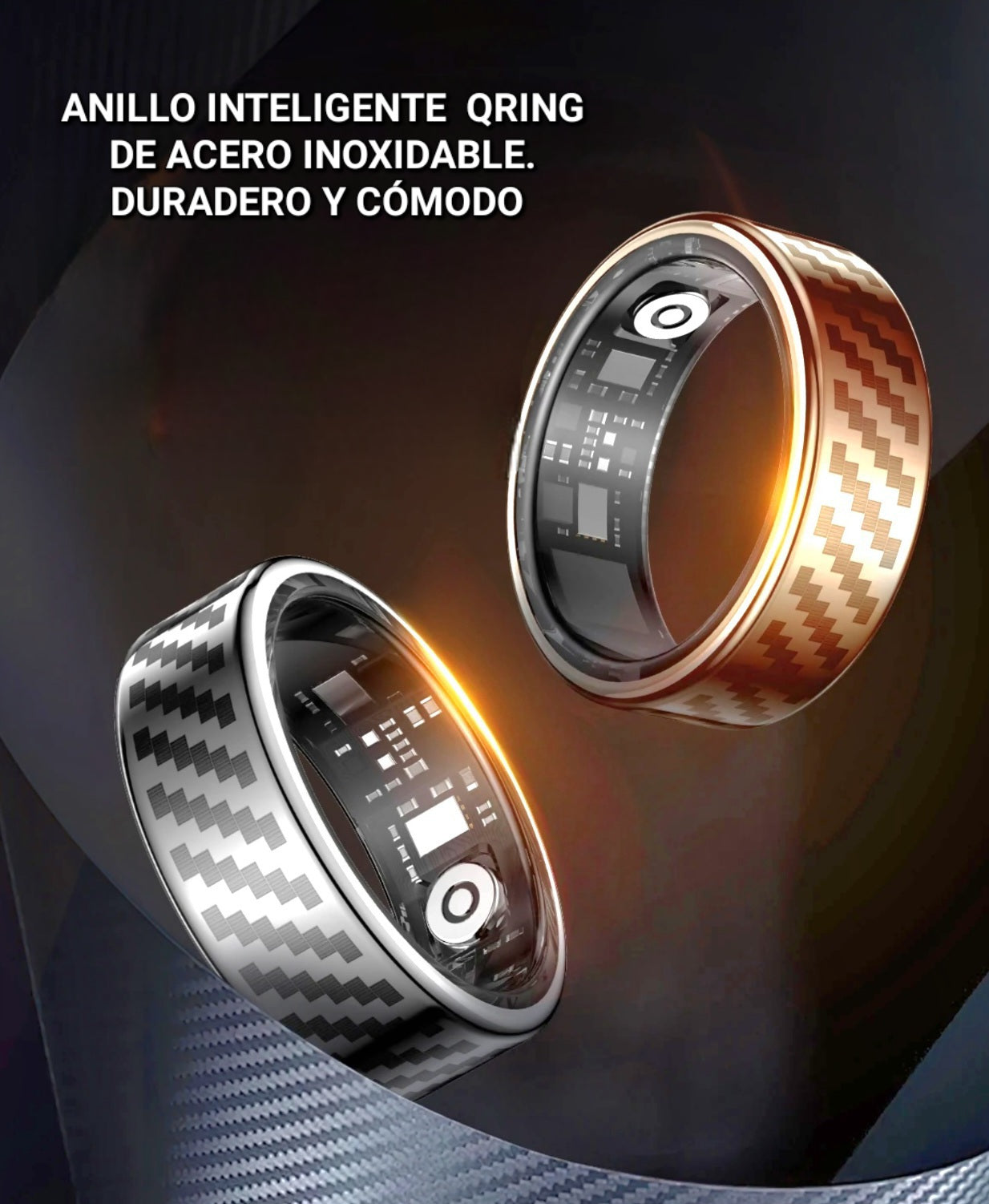 Anillo inteligente Qring, de acero inoxidable , duradero, cómodo y elegante