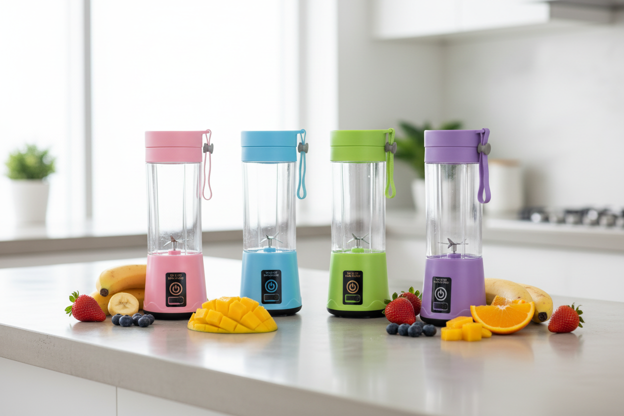 Licuadora portátil 380ml en sus 4 colores disponibles: rosa, verde, azul y morado