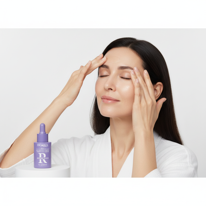 Mujer aplicando sérum en frente