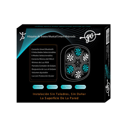 Caja de producto máquina de boxeo musical Beatboxer -Bluetooth  y guantes de regalo -9 velocidades y 9 modos seleccionables  pantalla contador de golpes y respuesta de luz al golpeo