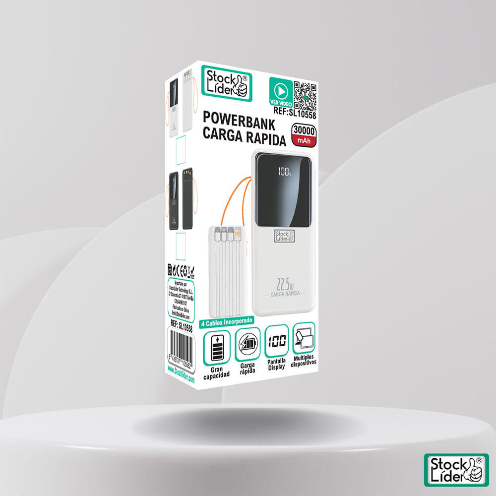 caja de producto powerbank carga rápida