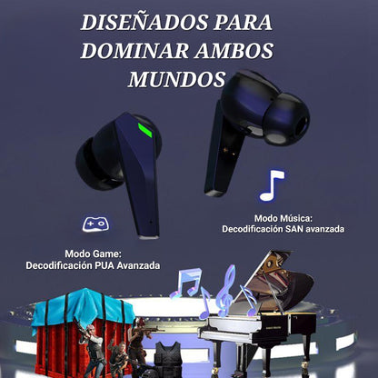 auriculares GAMING bluetooth 5.3 con sonido envolvente premium apto para juegos y música